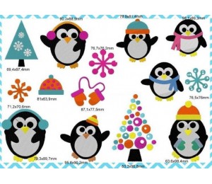 Stickserie - Pingu Party Baum & Schneeflocken
